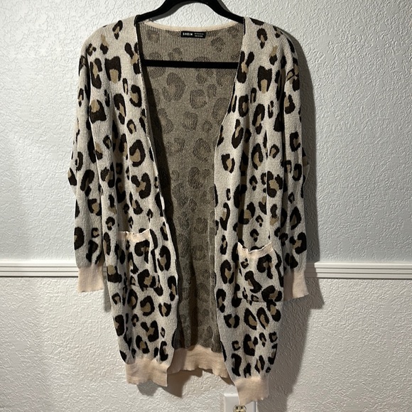 SHEIN animal print open front cardigan - Picture 1 of 6